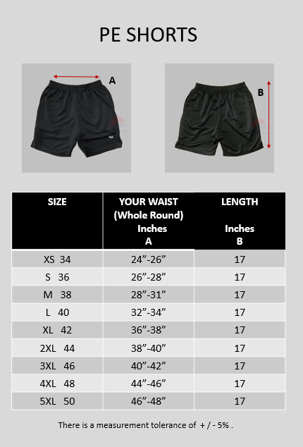 Raffles Institution Year 1-6 PE Shorts (Unisex)