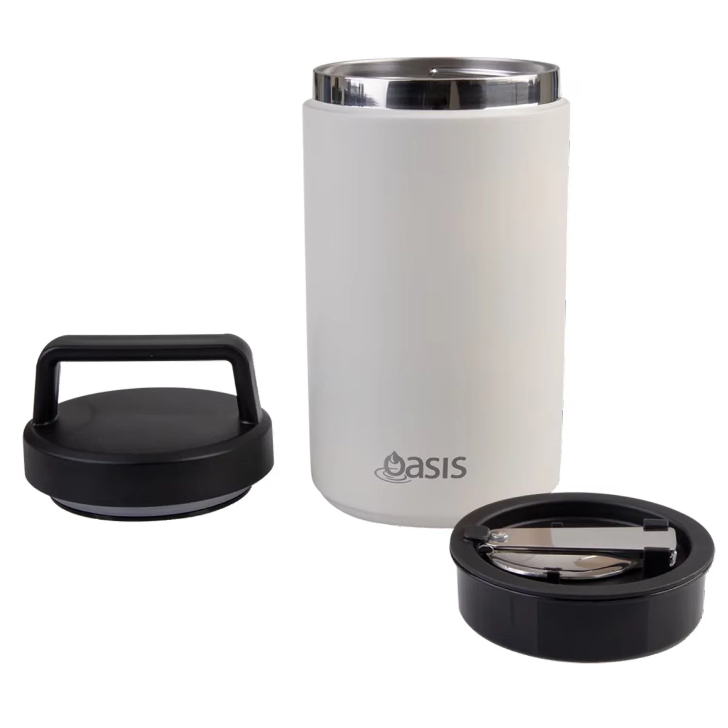 Oasis Stainless Steel Insulated Dual Compartment Food Jar with Handle And Spoon 700ML